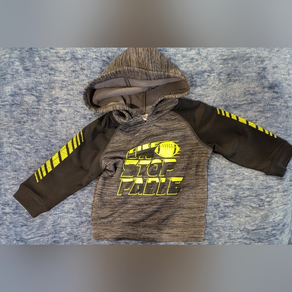 Koala Kids 12-18M Gray and Black Football Hoodie with Neon Yellow